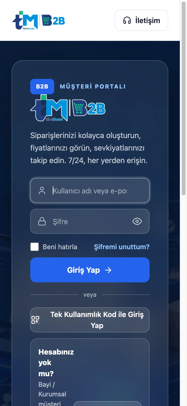B2B Giriş